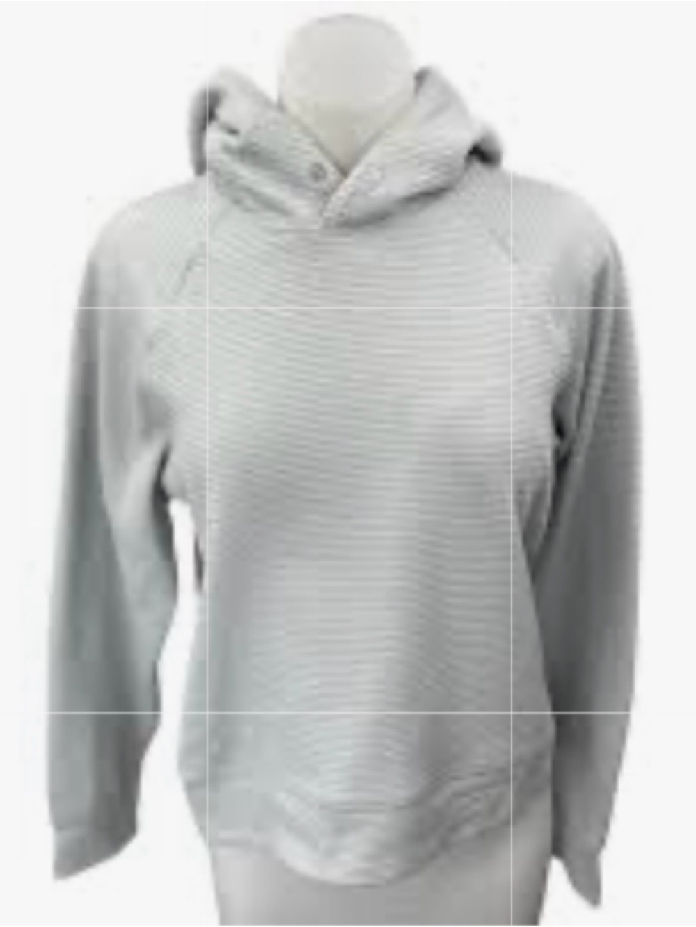 Club Monaco Women’s Long Sleeve Pullover Hoodie Sweatshirt Ribbed Grey Small